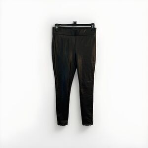 Loft Pants Leggings Medium Black Faux Leather‎ Pull On Modern Stretch